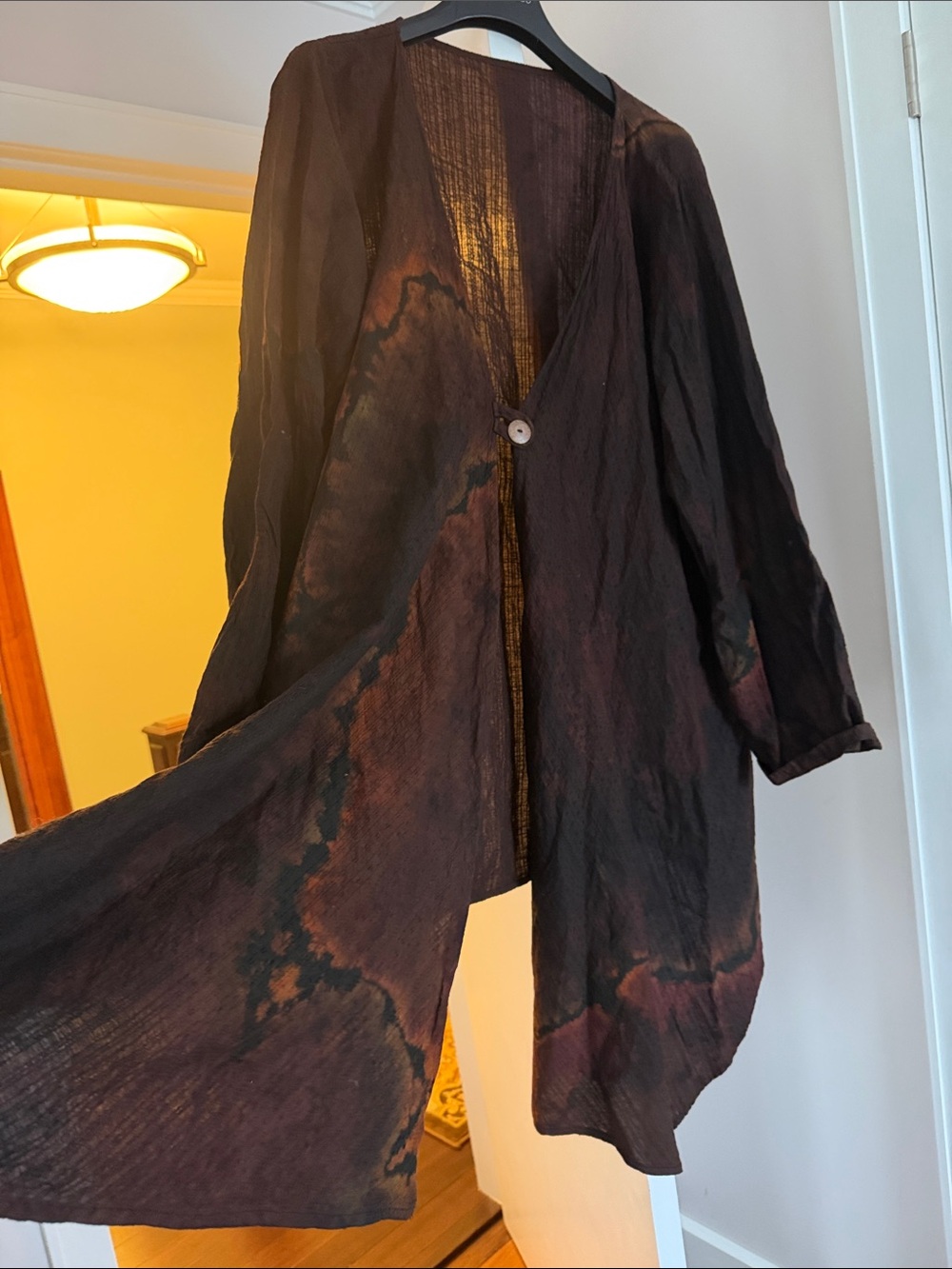 Lightweight  Cotton Women’s Oversized Dark Brown dye dust oversized top XL